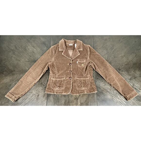 Levi’s Juniors Girls Brown Button Up Corduroy Jacket Blazer Size Large - Picture 1 of 13